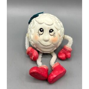 Vintage Noggins Anthropomorphic Snowball Figurine Pipe Cleaner Limbs‎ Decor